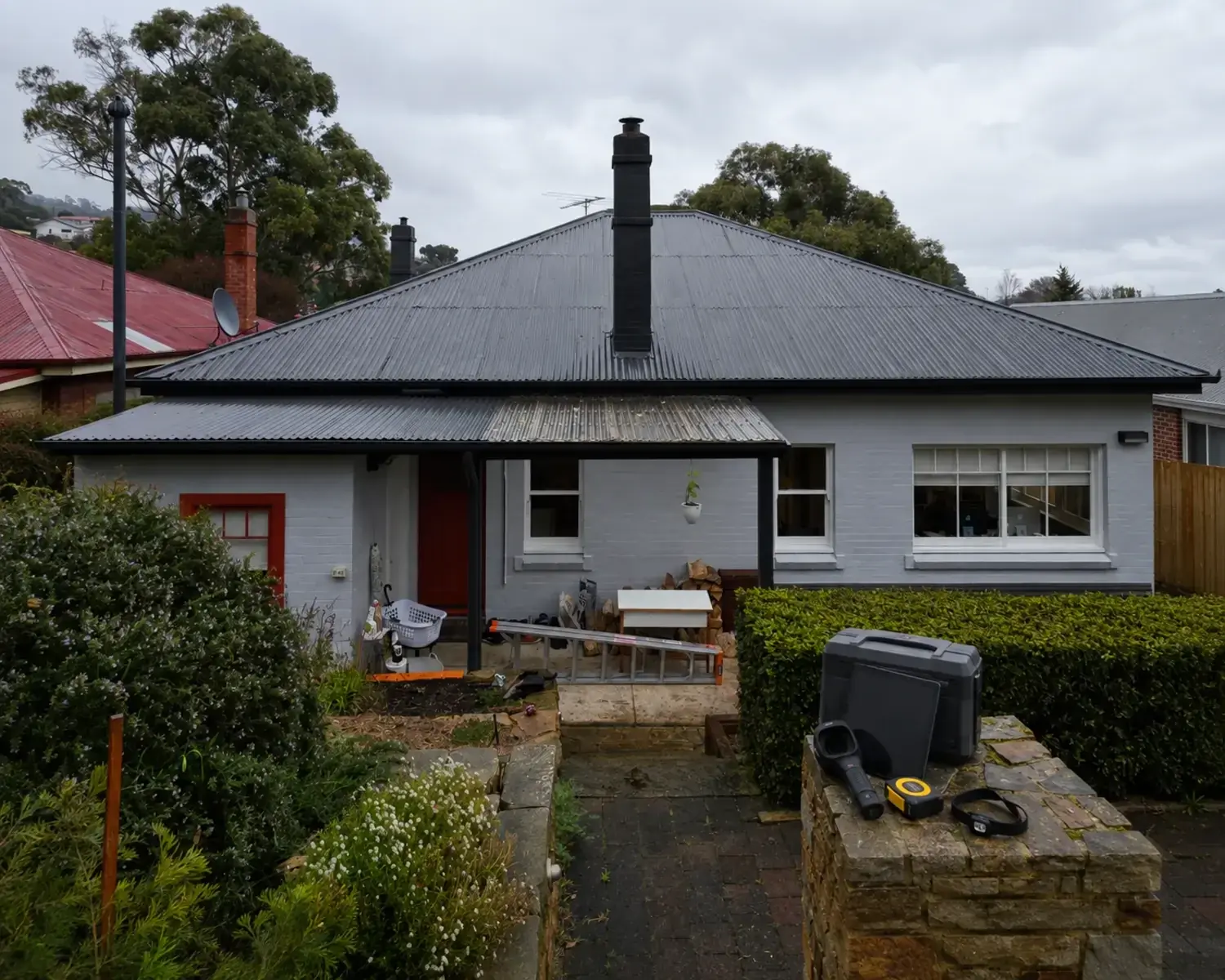 Home energy assessment equipment used during an on-site inspection in Hobart.