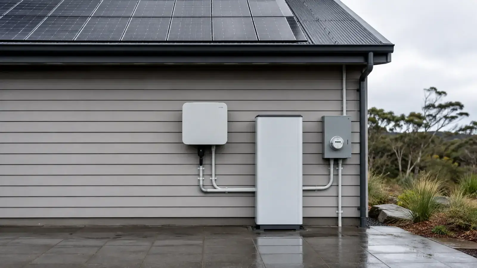 Rooftop solar and a home battery system in Tasmania.