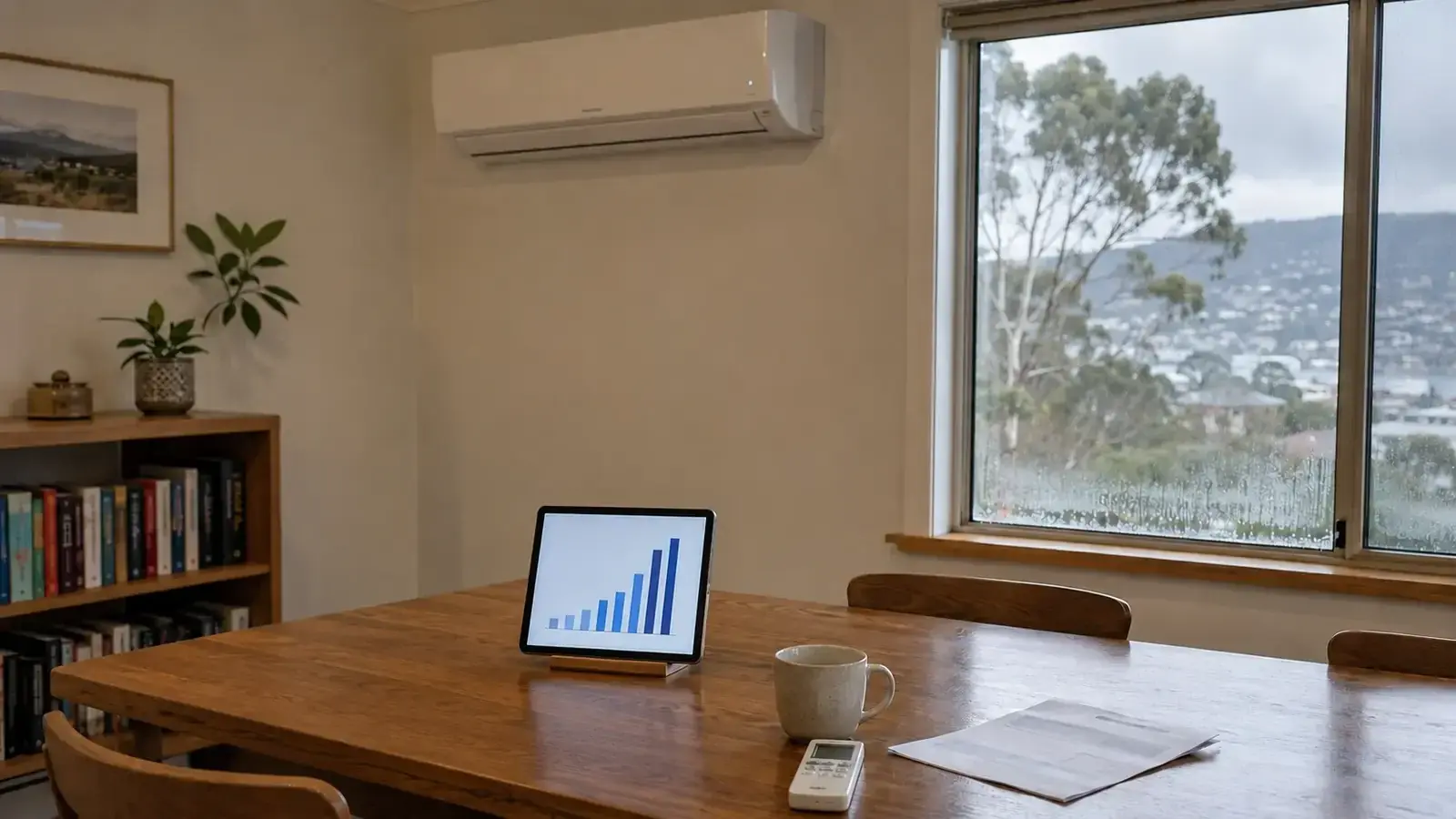 Tasmanian home in winter with high heating electricity use.